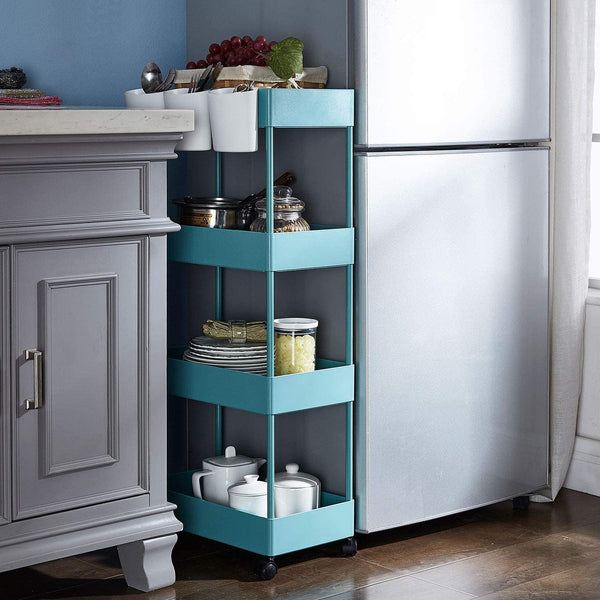 4 Tier Slim Shelves Storage Organizer Rolling Cart