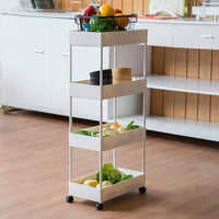 4 Tier Slim Shelves Storage Organizer Rolling Cart